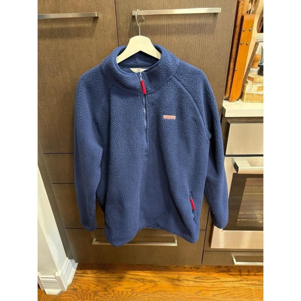 Vineyard Vines Blue Sherpa Fleece 1/2 Zip Pullover Jacket Size XXL